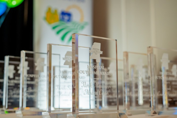 Row of acrylic awards